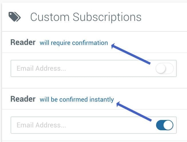Add a custom subscription optionally require email confirmation